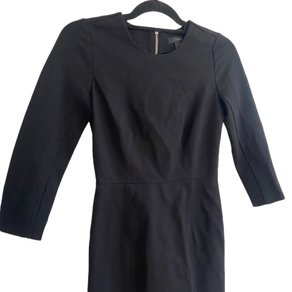 J. Crew 3/4 Sleeve Structured Ponte Sheath Dress Black 0 - Picture 3 of 6